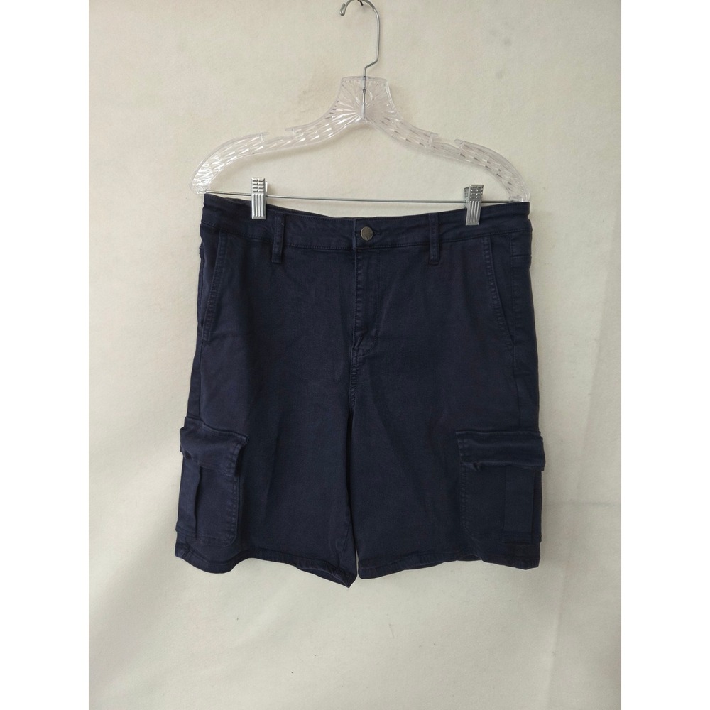 Well Worn Emery Navy Blue Cargo Shorts Women Size 12 Cotton Tencel Blend Utility